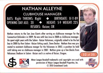 2010 Grandstand San Jose Giants #32 Nathan Alleyne Back