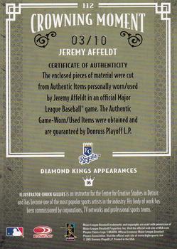 2005 Donruss Diamond Kings - Materials Framed Black #112 Jeremy Affeldt Back
