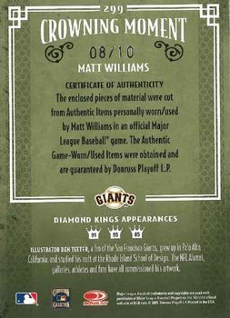 2005 Donruss Diamond Kings - Materials Framed Black #299 Matt Williams Back