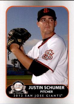 2012 Grandstand San Jose Giants #16 Justin Schumer Front