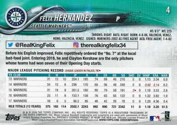 2018 Topps On-Demand 3D #4 Felix Hernandez Back