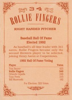 1992 Milwaukee Brewers Lead Off Programs Elite Class #NNO Rollie Fingers Back