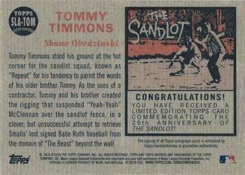 2018 Topps Archives - The Sandlot Autographs #SLA-TOM Tommy Timmons Back