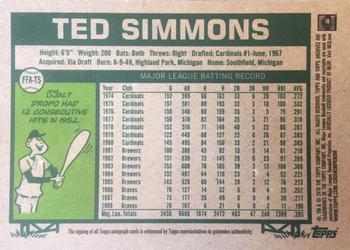 2018 Topps Archives - Fan Favorites Autographs #FFA-TS Ted Simmons Back