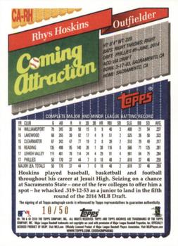 2018 Topps Archives - Coming Attraction Autographs #CA-RH Rhys Hoskins Back