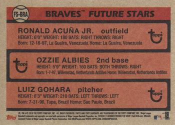 2018 Topps Archives - 1981 Topps Future Stars Trios #FS-BRA Ozzie Albies / Ronald Acuña Jr. / Luiz Gohara Back
