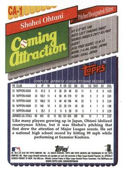2018 Topps Archives - 1993 Coming Attraction #CA-1 Shohei Ohtani Back