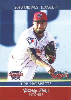 2018 Choice Midwest League Top Prospects #24 Yennsy Diaz Front
