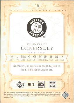 2005 SP Legendary Cuts #16 Dennis Eckersley Back