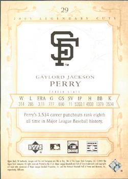 2005 SP Legendary Cuts #29 Gaylord Perry Back