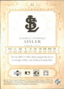 2005 SP Legendary Cuts #32 George Sisler Back