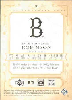 2005 SP Legendary Cuts #36 Jackie Robinson Back