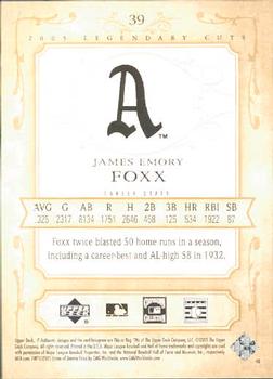 2005 SP Legendary Cuts #39 Jimmie Foxx Back