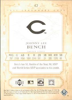 2005 SP Legendary Cuts #42 Johnny Bench Back