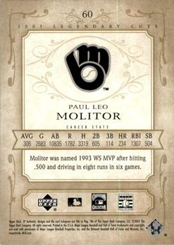 2005 SP Legendary Cuts #60 Paul Molitor Back