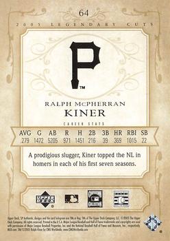 2005 SP Legendary Cuts #64 Ralph Kiner Back