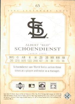 2005 SP Legendary Cuts #65 Red Schoendienst Back