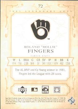 2005 SP Legendary Cuts #72 Rollie Fingers Back