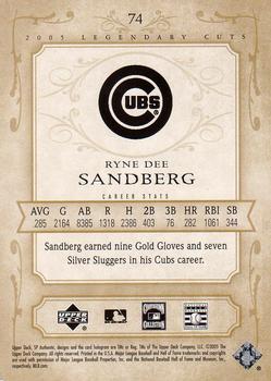 2005 SP Legendary Cuts #74 Ryne Sandberg Back