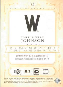 2005 SP Legendary Cuts #85 Walter Johnson Back