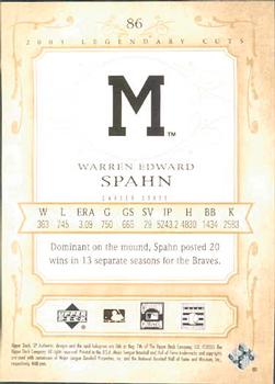 2005 SP Legendary Cuts #86 Warren Spahn Back