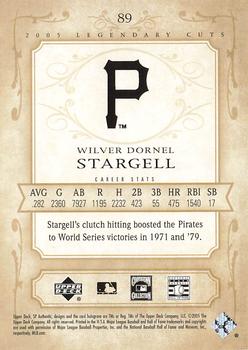 2005 SP Legendary Cuts #89 Willie Stargell Back