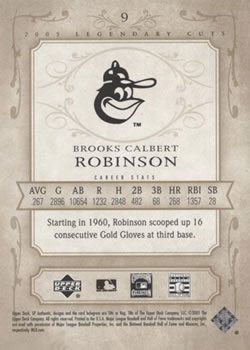 2005 SP Legendary Cuts #9 Brooks Robinson Back