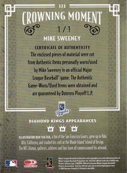 2005 Donruss Diamond Kings - Materials Framed Green Platinum #111 Mike Sweeney Back
