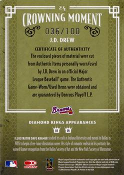 2005 Donruss Diamond Kings - Materials Framed Red #24 J.D. Drew Back