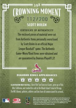 2005 Donruss Diamond Kings - Materials Framed Red #398 Scott Rolen Back