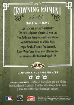 2005 Donruss Diamond Kings - Materials Gold #299 Matt Williams Back