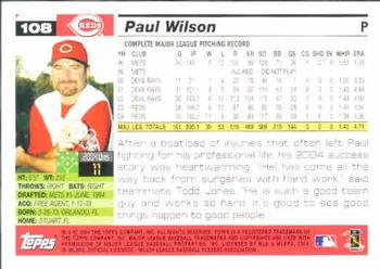 2005 Topps #108 Paul Wilson Back