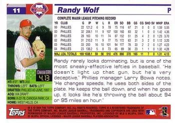 2005 Topps #11 Randy Wolf Back
