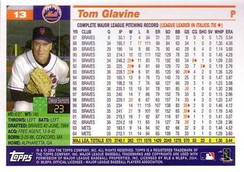 2005 Topps #13 Tom Glavine Back