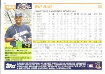 2005 Topps #143 Bill Hall Back