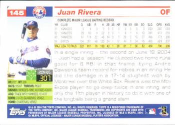 2005 Topps #145 Juan Rivera Back