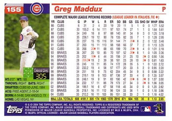 2005 Topps #155 Greg Maddux Back