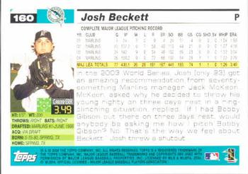 2005 Topps #160 Josh Beckett Back