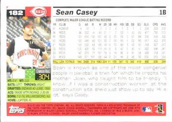 2005 Topps #182 Sean Casey Back