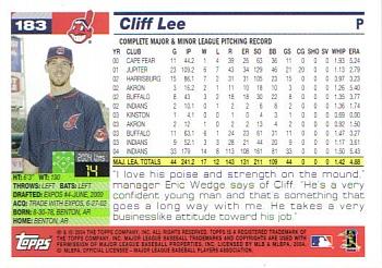 2005 Topps #183 Cliff Lee Back