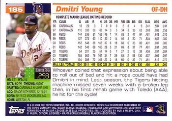 2005 Topps #185 Dmitri Young Back