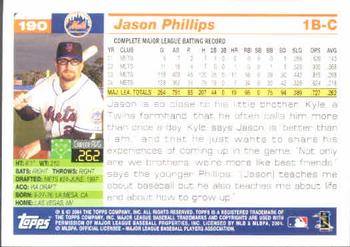 2005 Topps #190 Jason Phillips Back