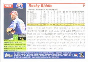 2005 Topps #191 Rocky Biddle Back