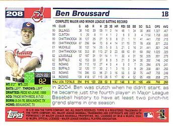 2005 Topps #208 Ben Broussard Back