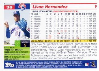 2005 Topps #36 Livan Hernandez Back
