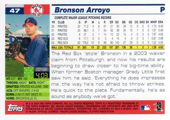 2005 Topps #47 Bronson Arroyo Back