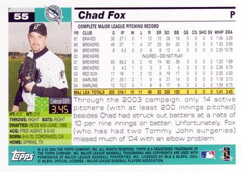 2005 Topps #55 Chad Fox Back