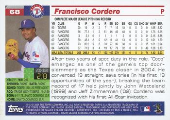 2005 Topps #68 Francisco Cordero Back
