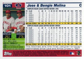 2005 Topps #101 Jose Molina / Bengie Molina Back