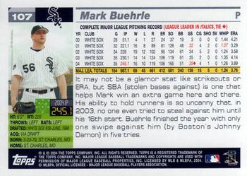 2005 Topps #107 Mark Buehrle Back